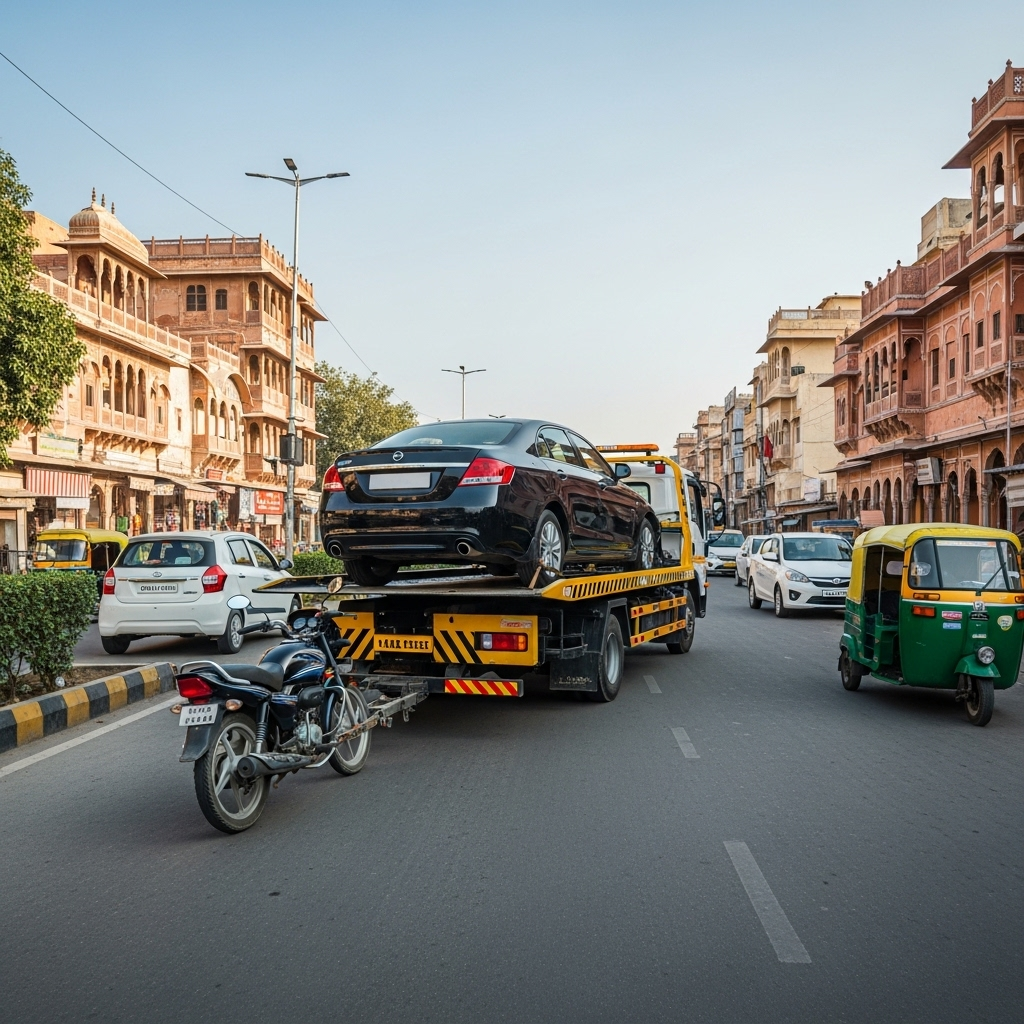 Roadside assistance with flatbed tow trucks and bike towing in Jaipur